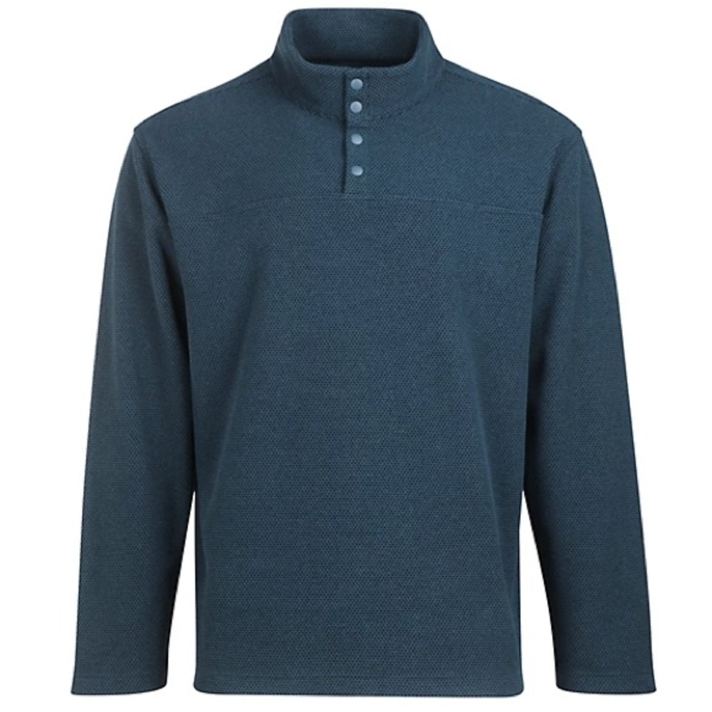 NWT Blue Mountain Men's Navy Honeycomb 1/4 Snap Fleece Pullover Sweater